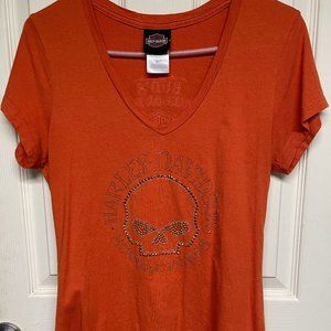 Womens Harley Davidson Skull Short Sleeve Tshirt